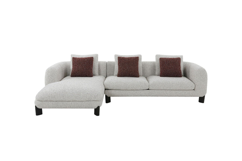 Mardi Tweed Sectional Sofa with 3 Pillows - Stationary L-Shaped, Maroon / Beige, photo 3 of 4