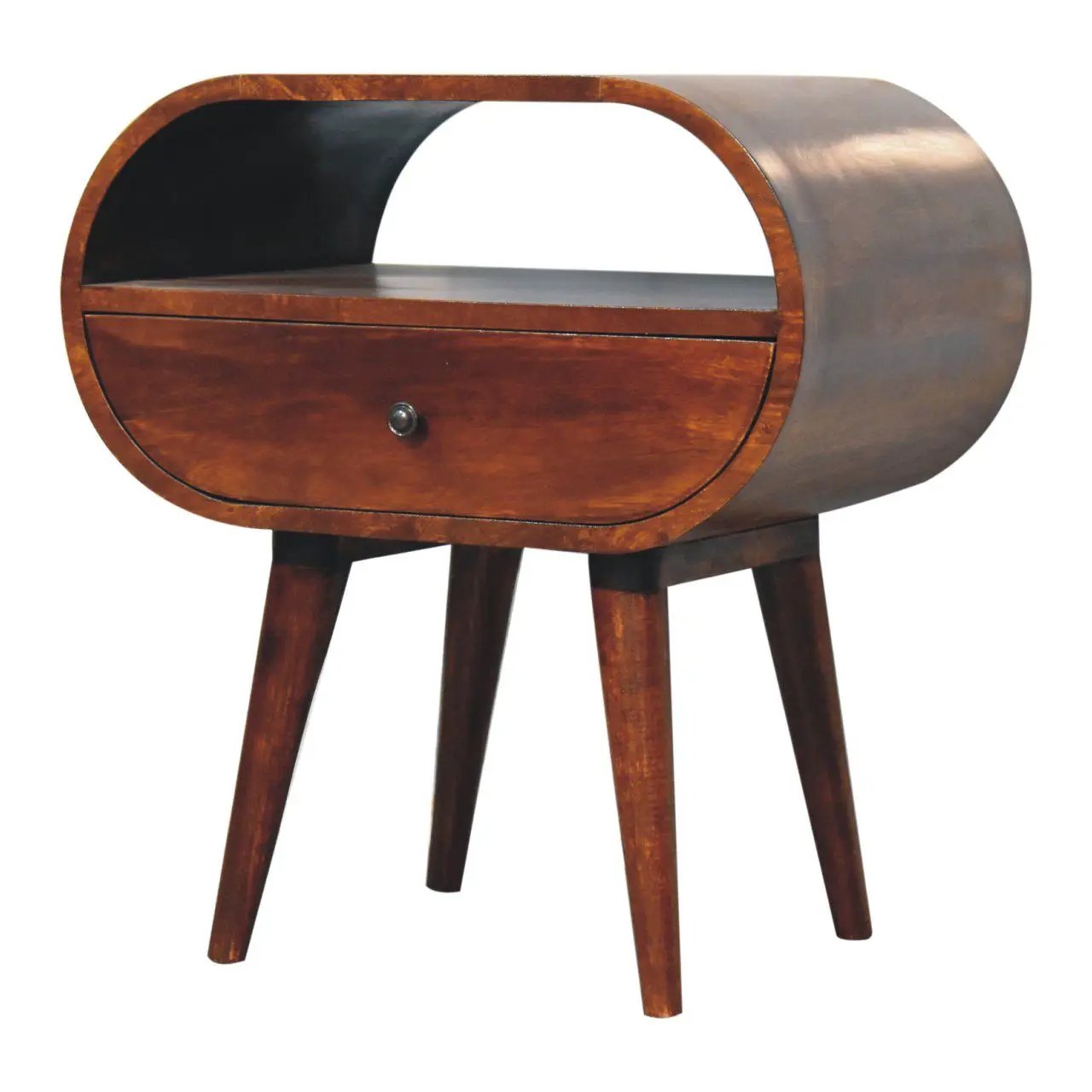 Large Chestnut Circular Bedside by Unique Piece Furniture