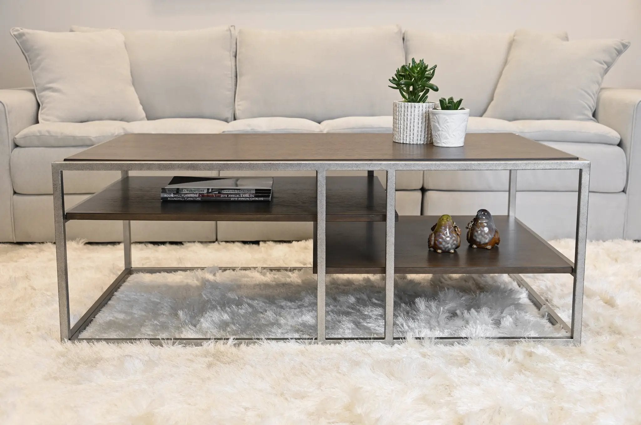 Padena 3-Piece Metal Frame Wood Living Room Coffee Table and 2 End Tables Set by HouseOfZazla