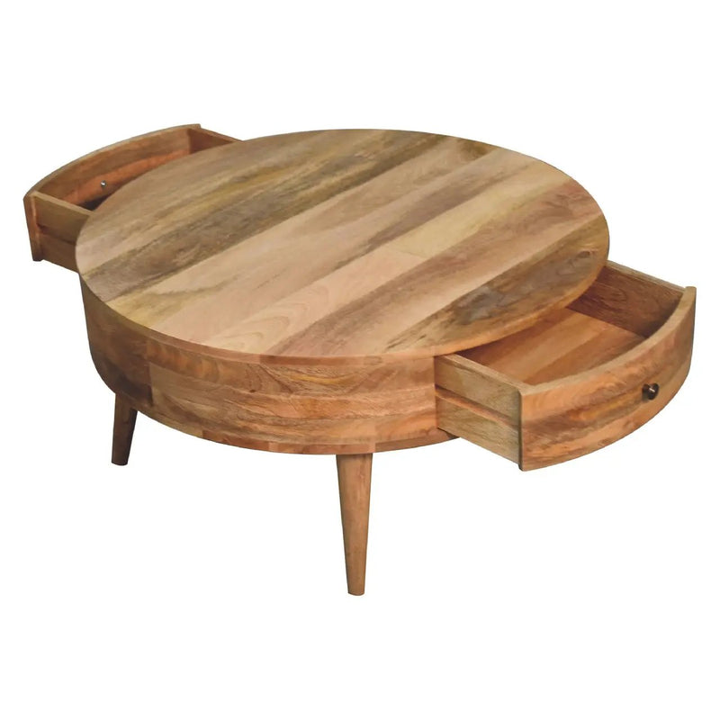 Solid Wood Odyssey Coffee Table, 2-Drawers, Oak-ish by HouseOfZazla