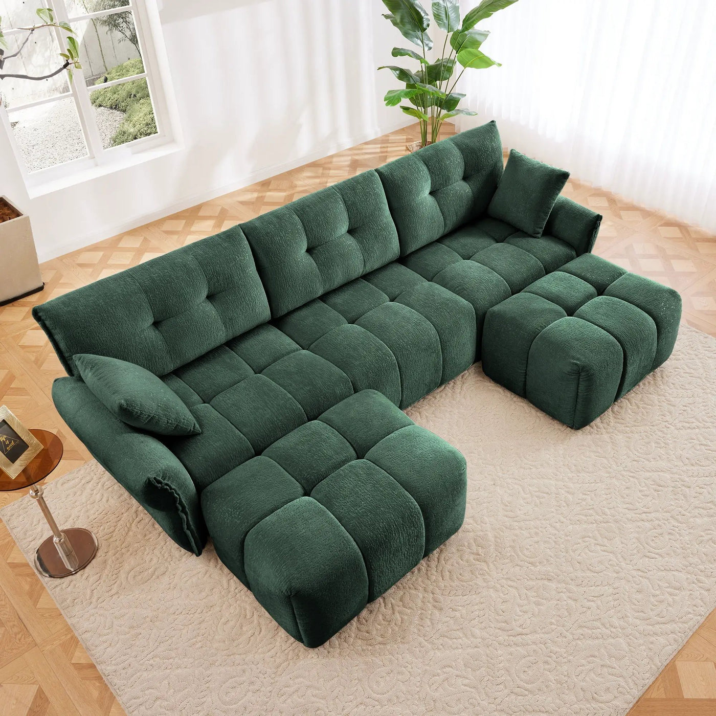 Sofa Set With Ottoman And Pillows, Textured, High Resilience Cushions by Unique Piece Furniture