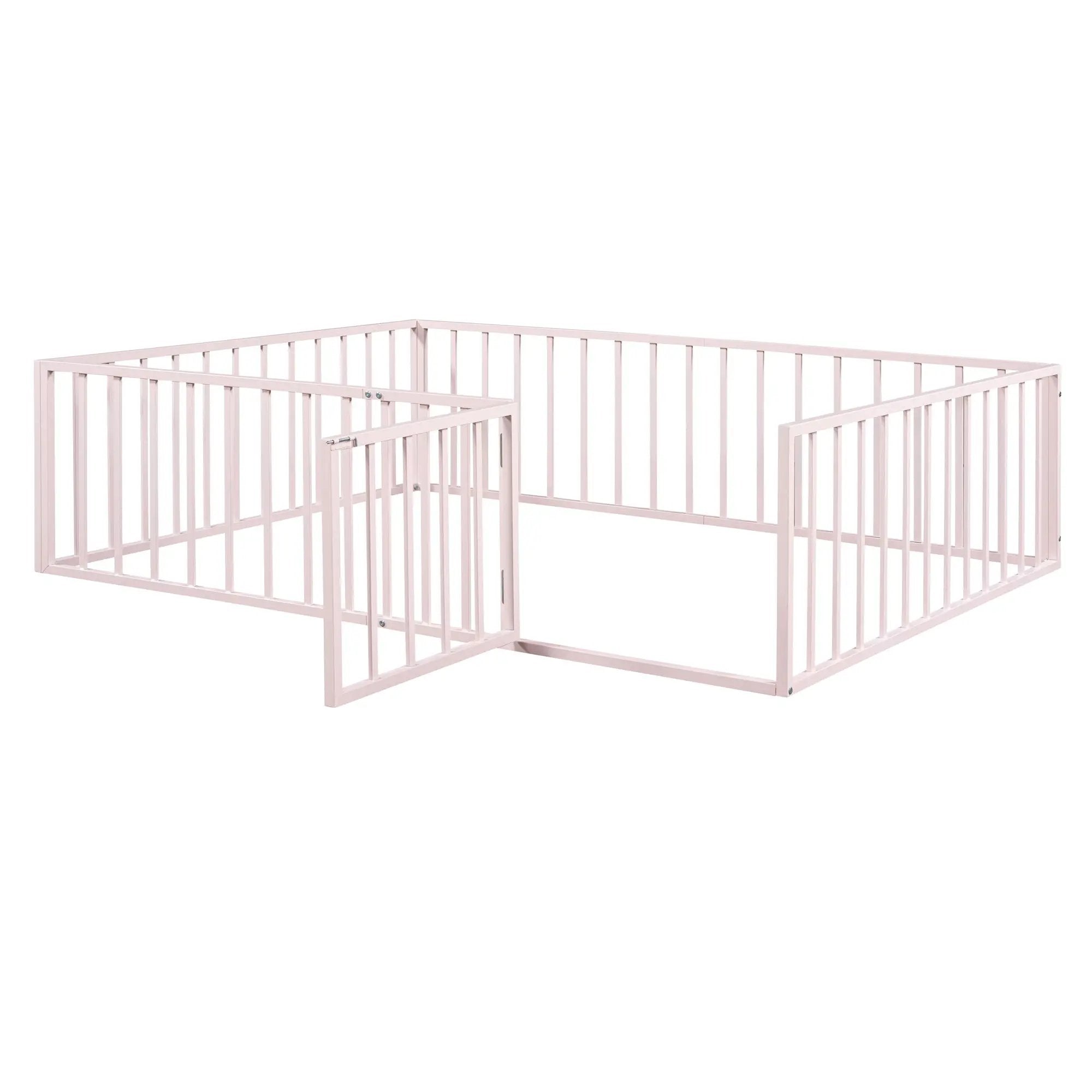 Metal Floor Bed Frame With Fence And Door by Unique Piece Furniture