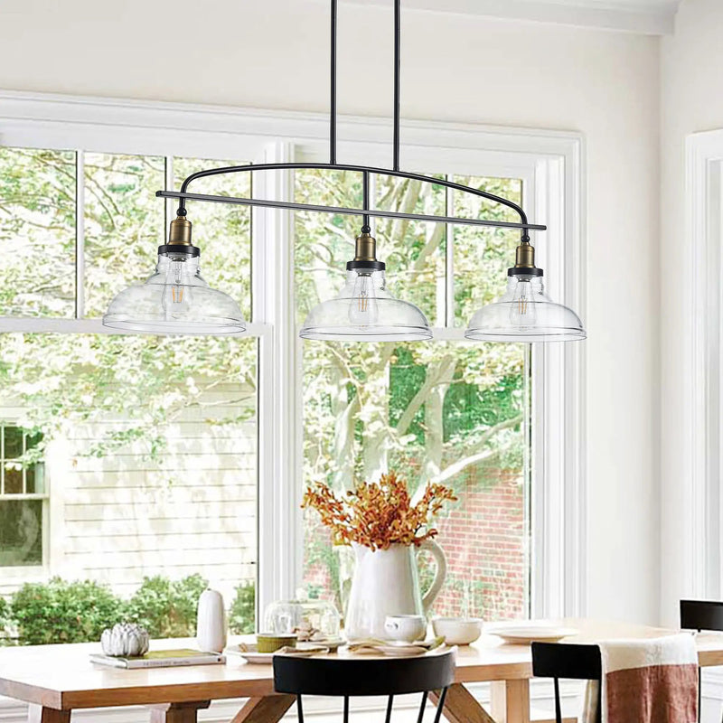 Industrial 3-Light Pendant Chandelier with Clear Glass Shades by HouseOfZazla