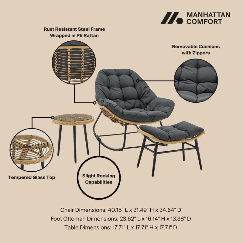 Benson - 3 Piece Lounge Chair Set by HouseOfZazla