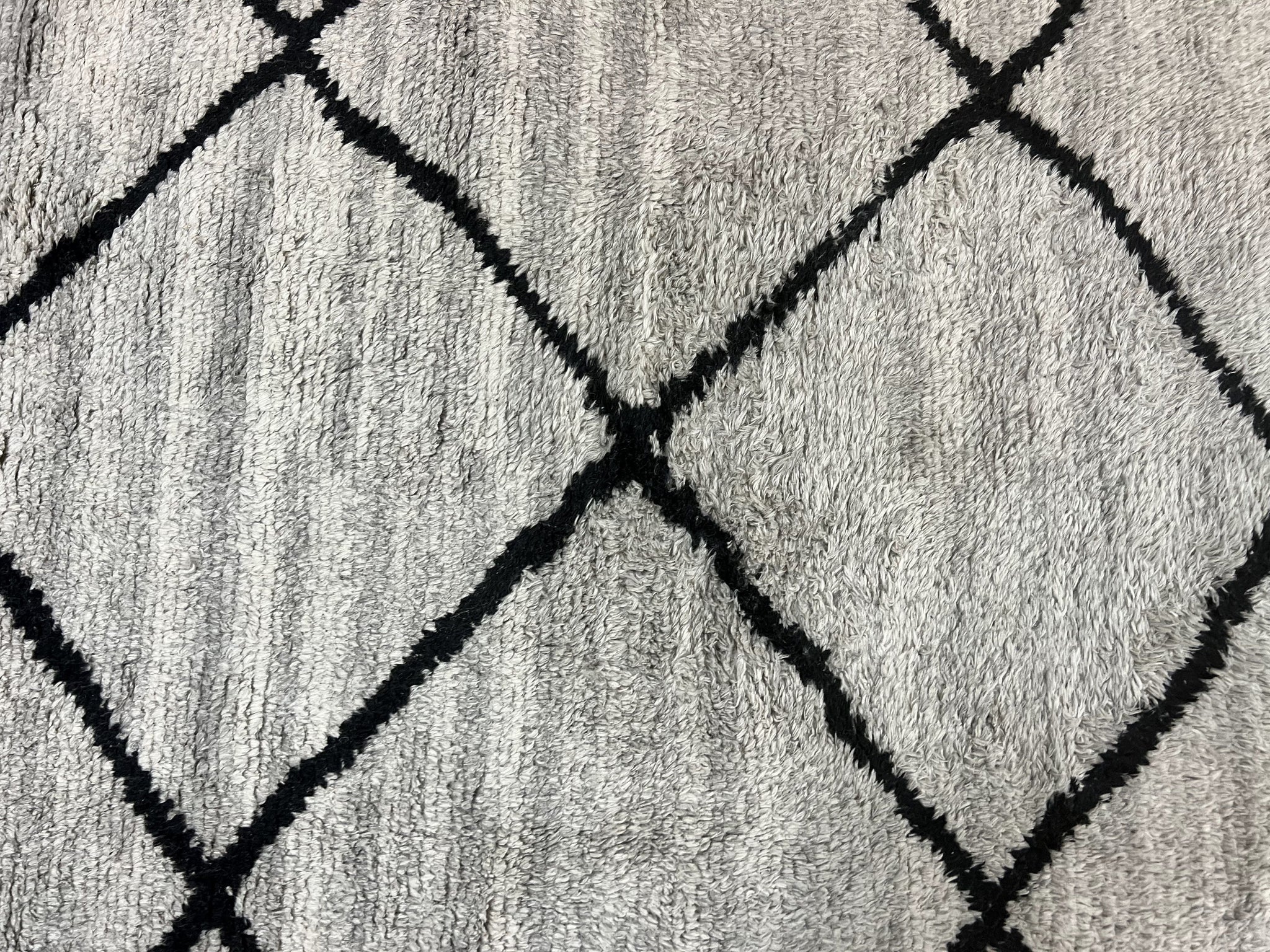 Modern Shag Rug 8x10, Gray and Black, Wool and Cotton, Lulu and Georgia, Handmade Indian Shag Rug by Jewel Rugs