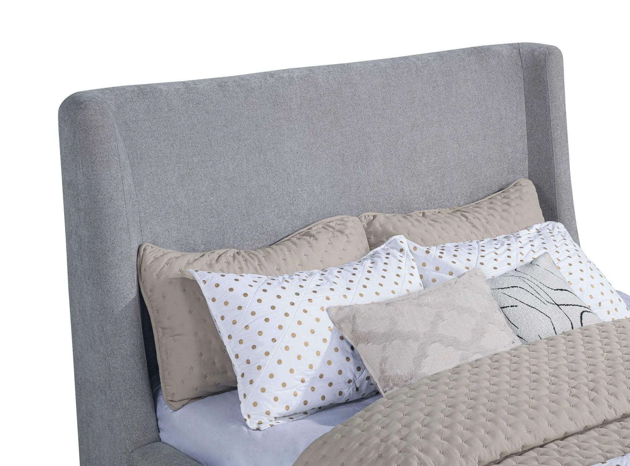 Rennes Upholstered Queen Wingback Platform Bed Grey by Unique Piece Furniture