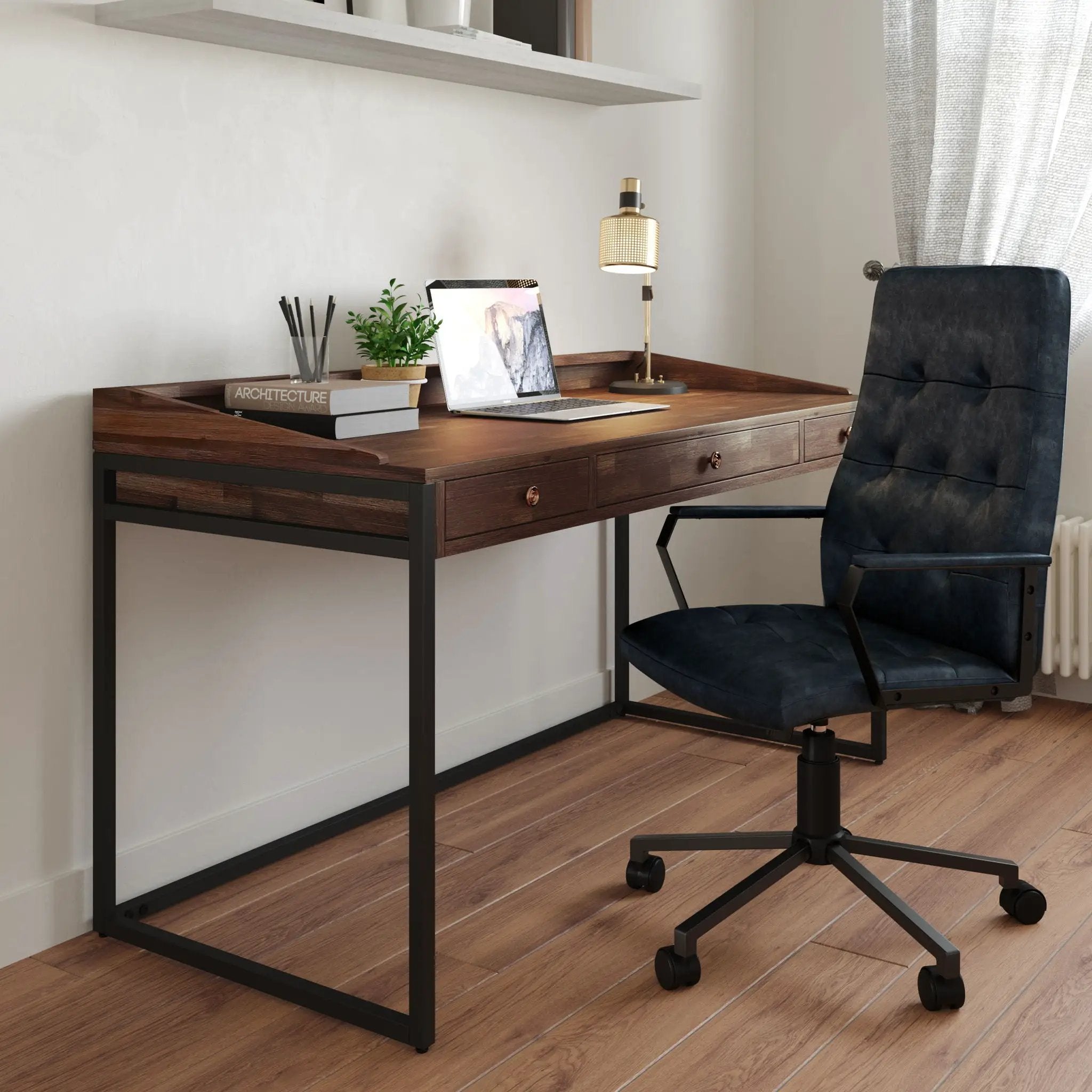 Foley - Swivel Office Chair - Distressed Blue by Unique Piece Furniture