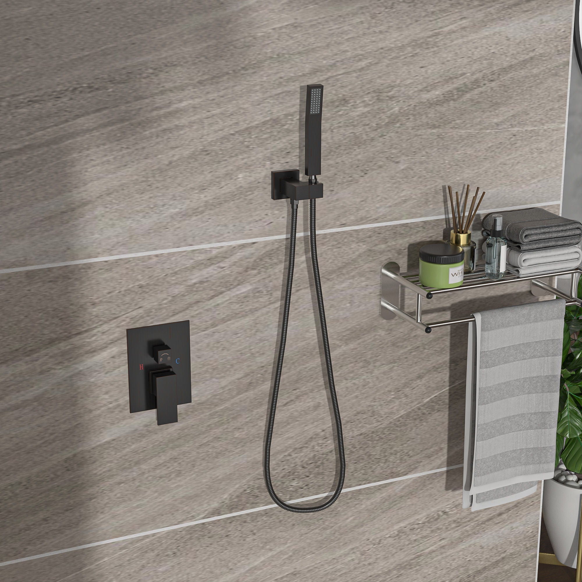 Dual Shower Head System With 12" Wall Mounted Square Rain Shower And Rough In Valve by HouseOfZazla