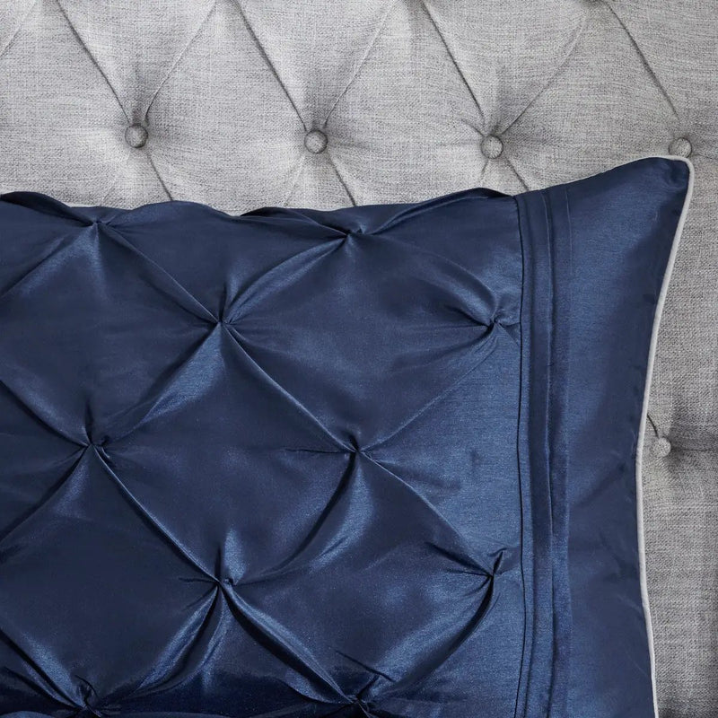 7 Piece Tufted Comforter Set Navy King by HouseOfZazla