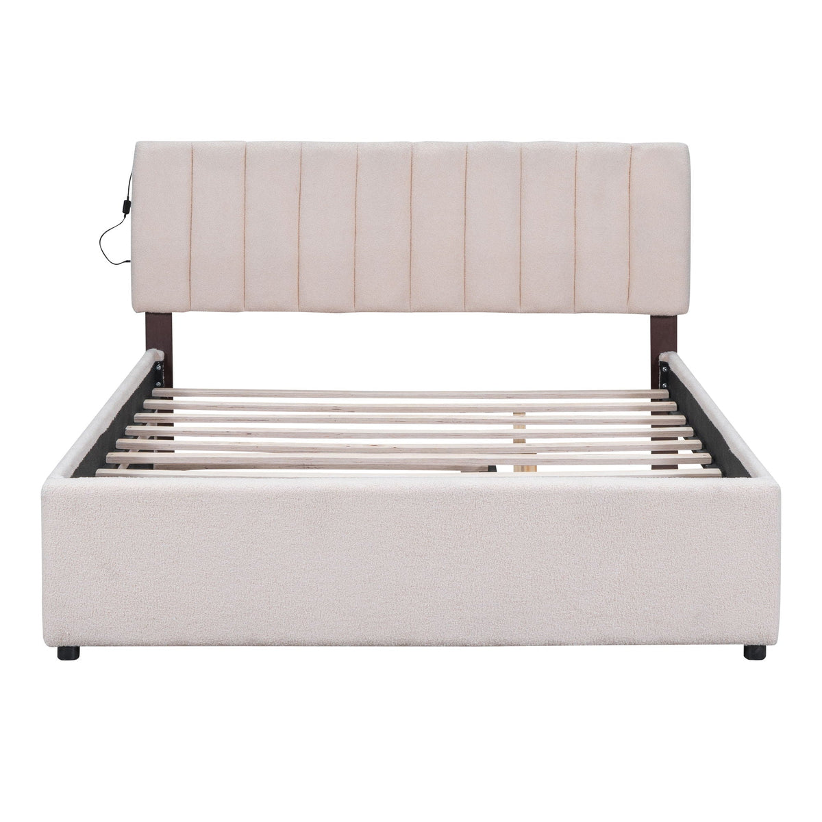 Upholstered Platform Bed With Trundle and LED Lights - Full or Queen, photo 18 of 40