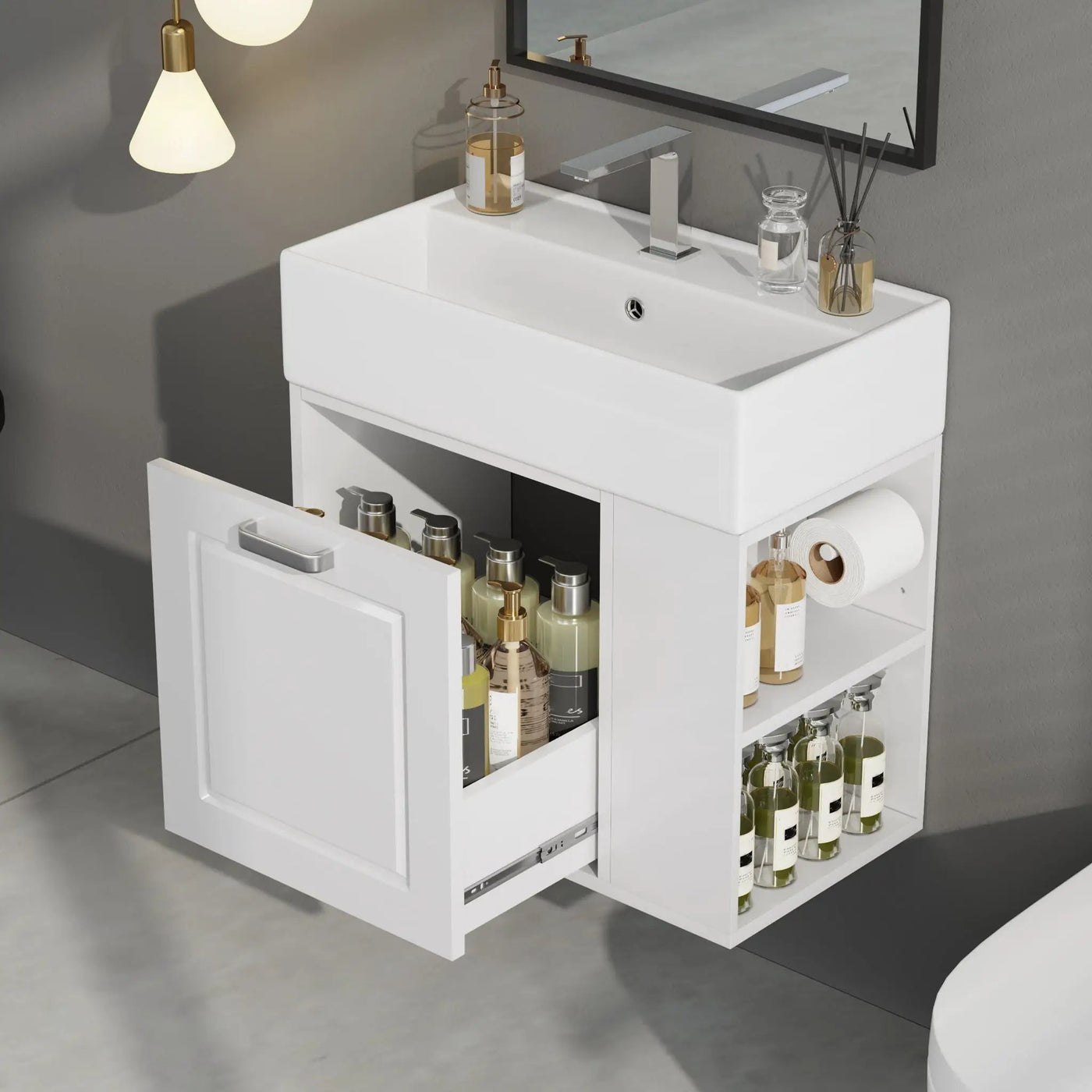 Modern Wall Mounted Bathroom Vanity With Sink by HouseOfZazla