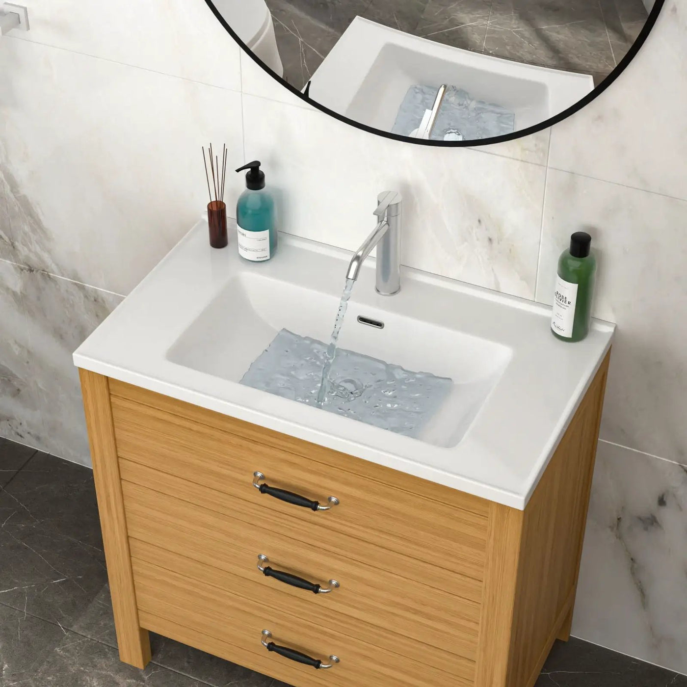 Modern Rectangular Vanity Top With Overflow For Bathroom by HouseOfZazla