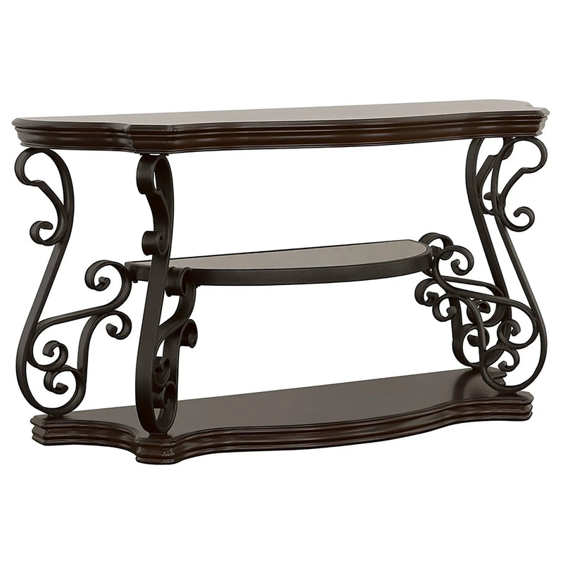 Laney Scrollwork Entryway Sofa Console Table Deep Merlot by Unique Piece Furniture