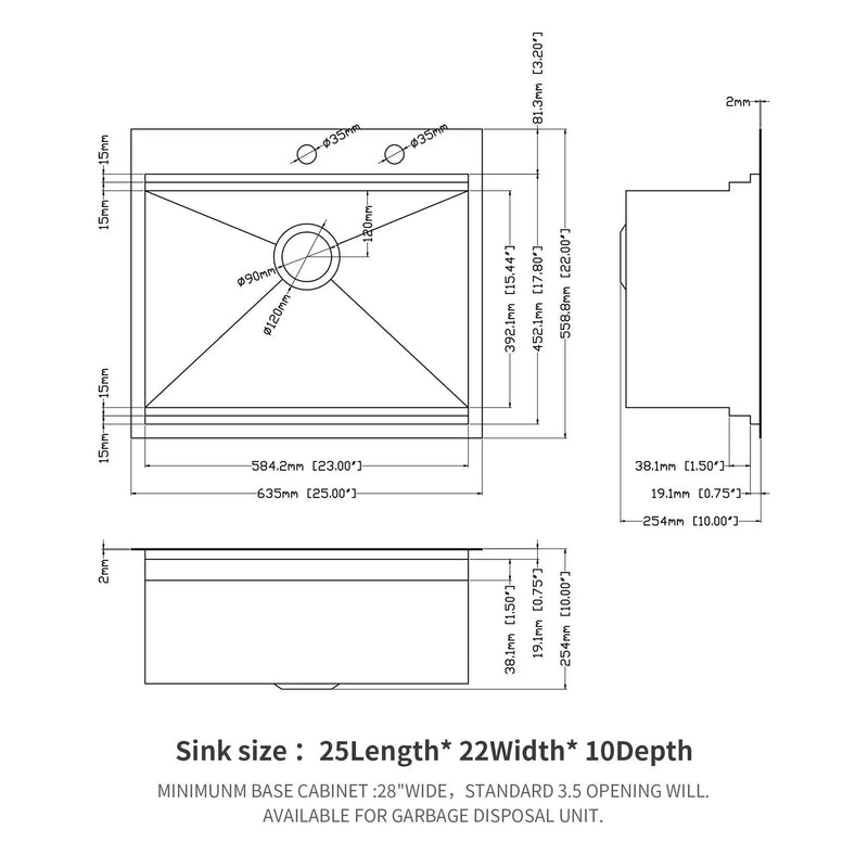 Drop In Kitchen Sink Stainless Steel 16 Gauge by HouseOfZazla