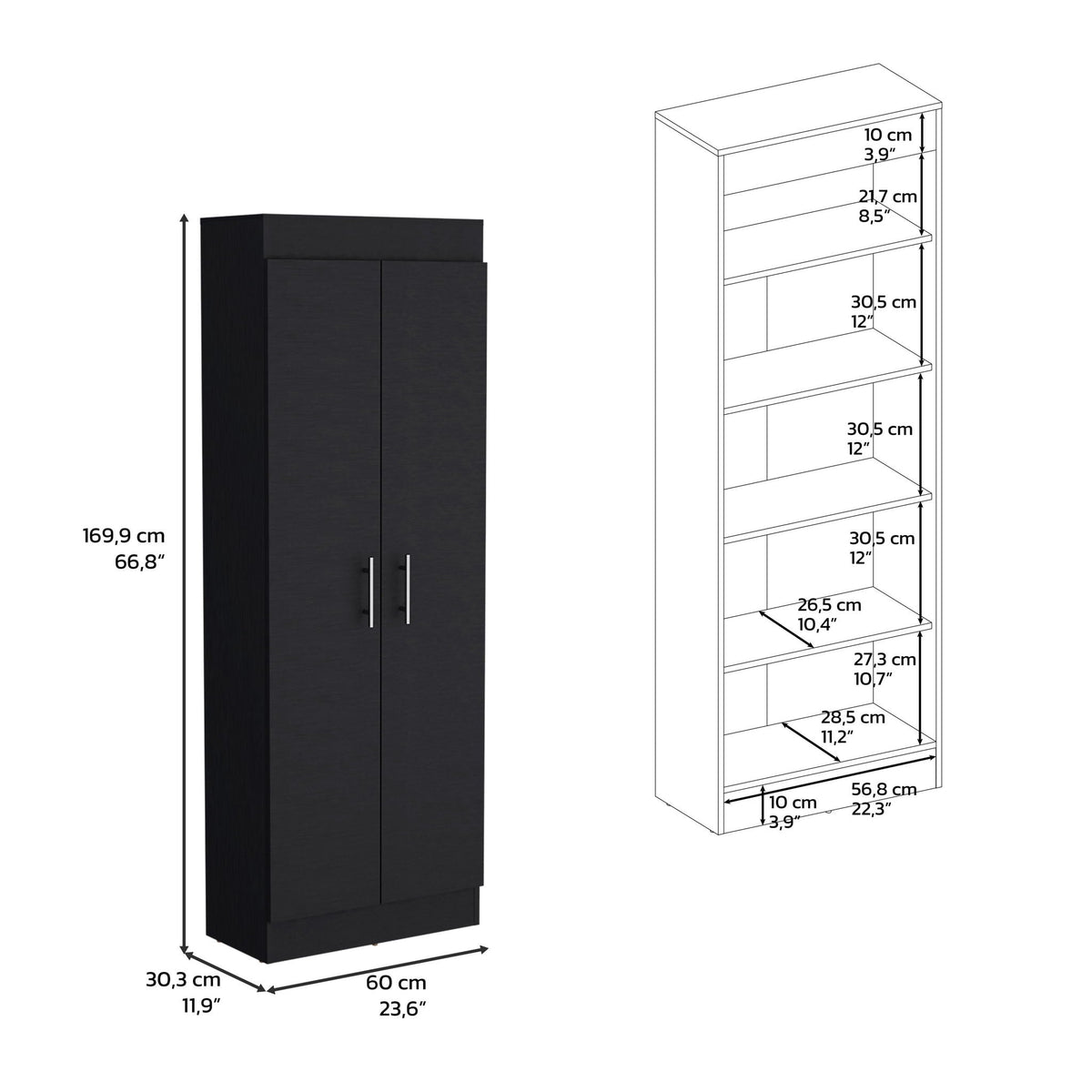 Pantry Cabinet Kitchen Storage with Multiple Shelves - Black, photo 2 of 7
