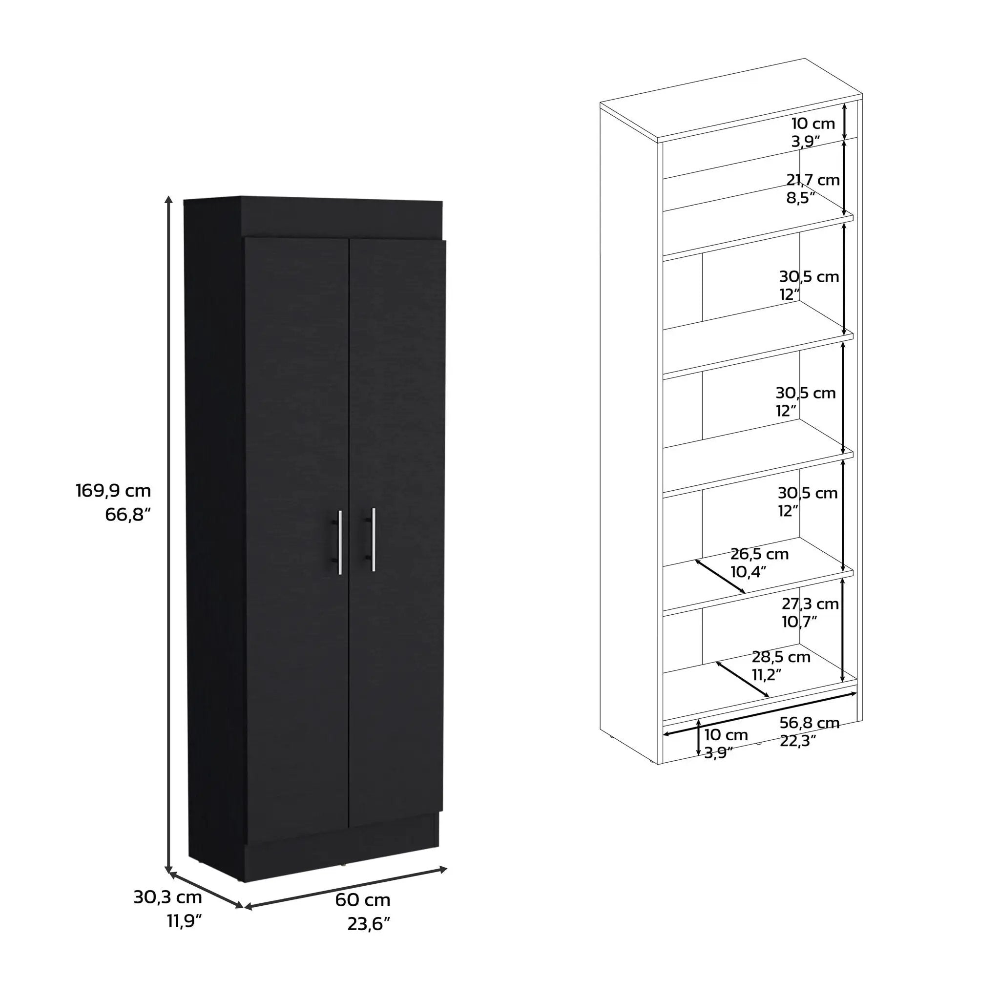 Clinton - Pantry Cabinet Kitchen Storage - Black by Unique Piece Furniture