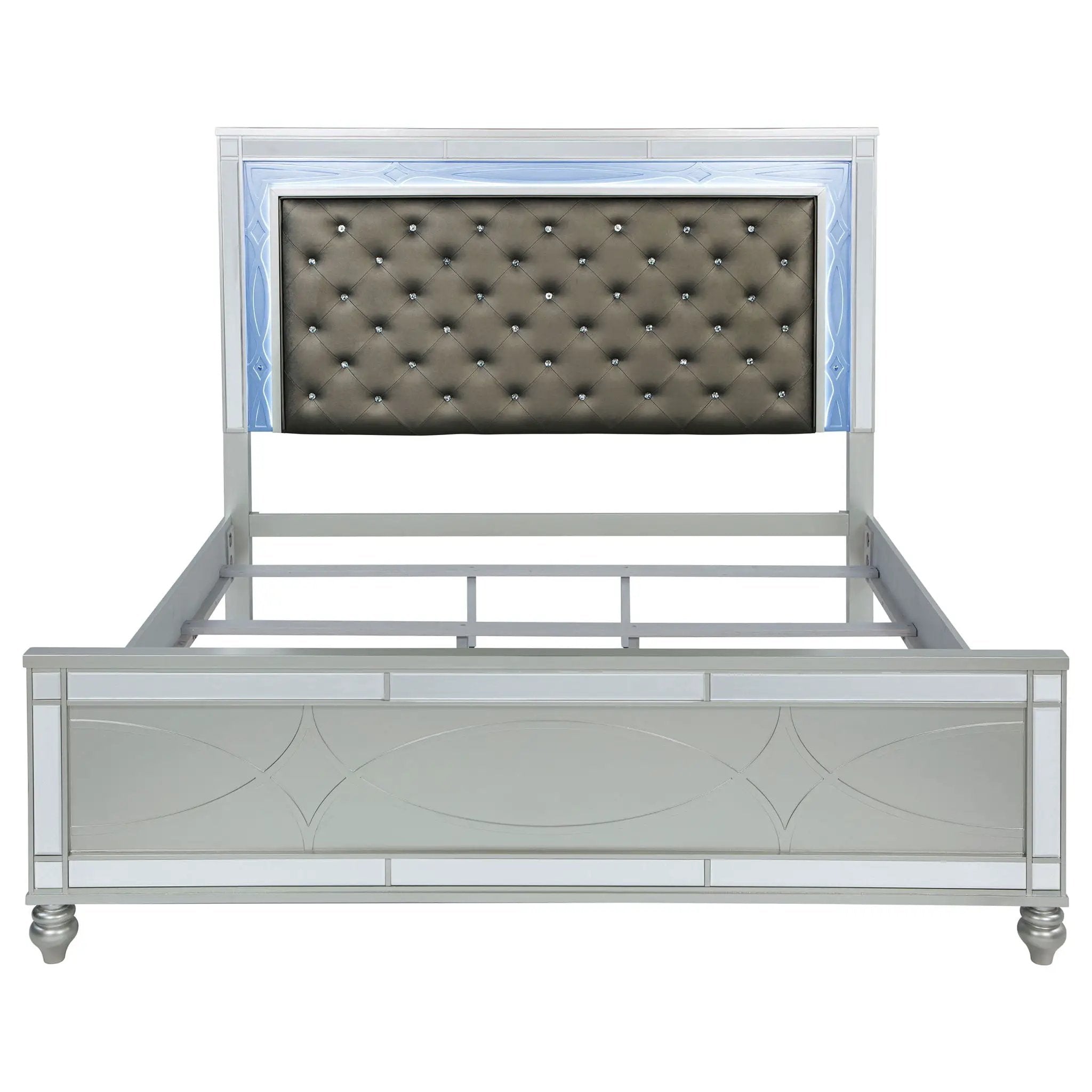 Gunnison Wood Eastern King LED Panel Bed Silver Metallic by Unique Piece Furniture