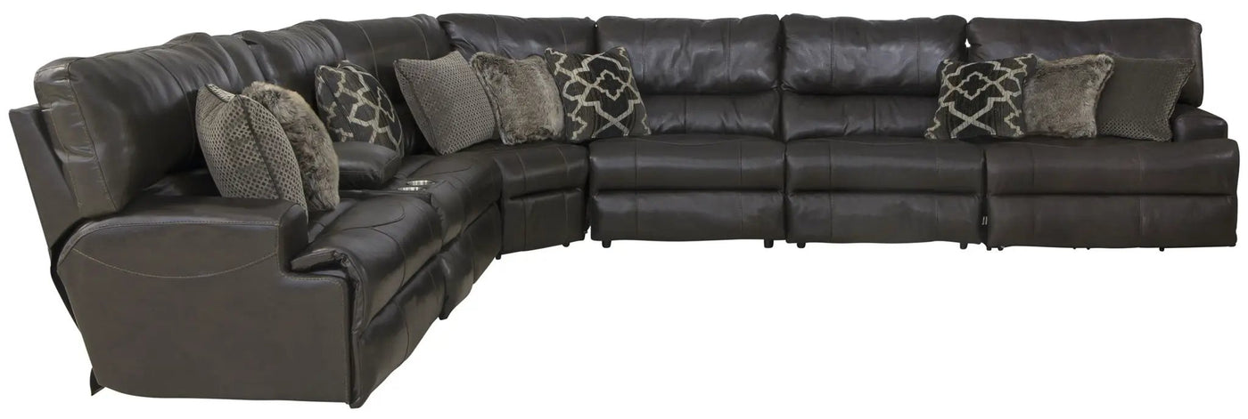 Como - 7 Piece Italian Leather Match Reclining Sectional by Unique Piece Furniture