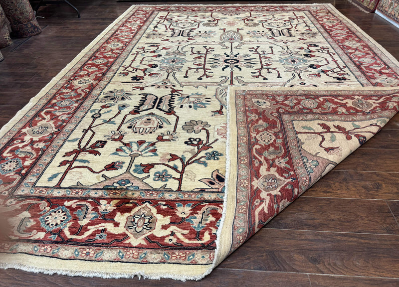 Peshawar Rug 10x14, Beige and Rust Red, Large Pak Persian Rug, Pakistani Rug by Jewel Rugs