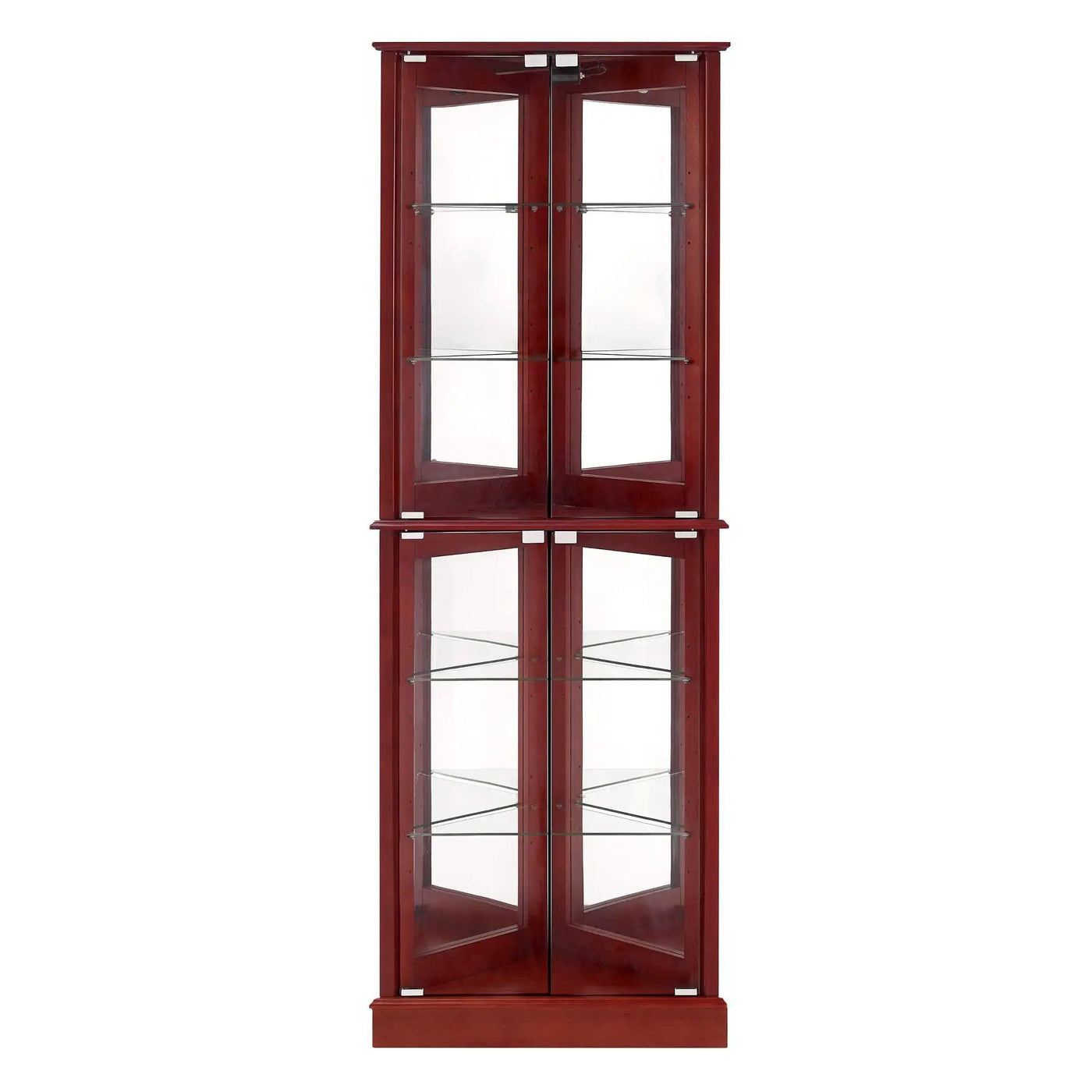 Corner Curio Dispaly Cabinet With Lights, Adjustable Tempered Glass Shelves, Mirrored Back (E26 Light Bulb Not Included) by HouseOfZazla
