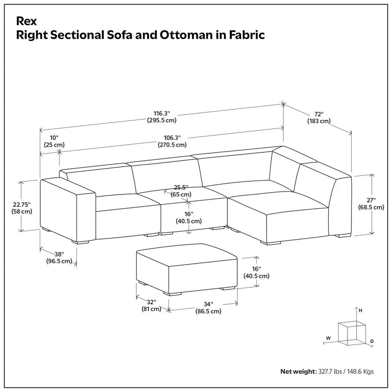 Rex - Handcrafted Sectional Sofa And Ottoman by HouseOfZazla