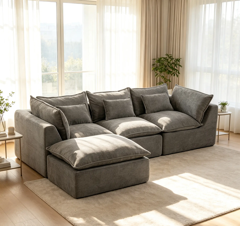 102.3" Width Cloud Couch Oversized Modular Sectional Sofa by HouseOfZazla