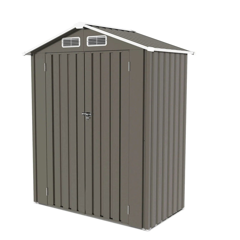 5 X 3 Ft Compact Metal Outdoor Storage Shed With Pitched Roof, Lockable Door - Gray by HouseOfZazla