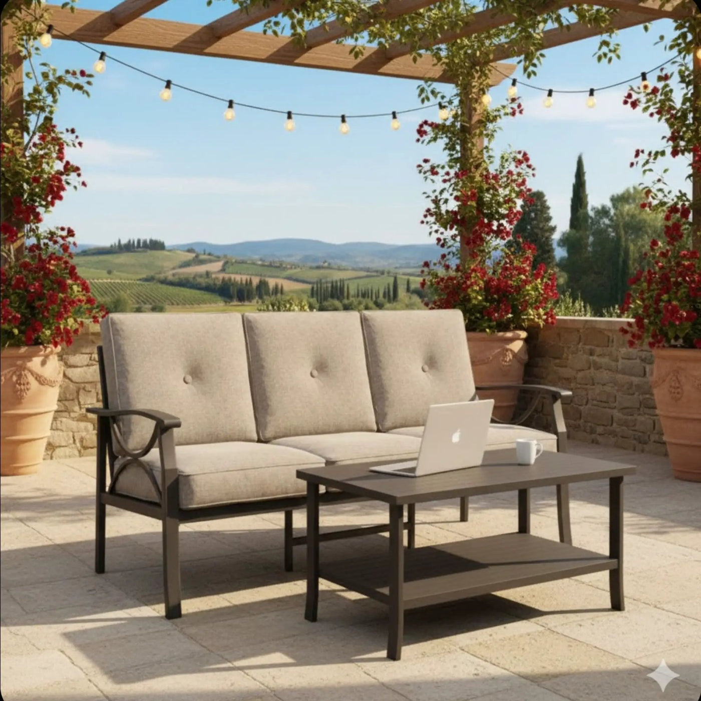 Patio Furniture Set with Coffee Table and Cushions for Backyard by HouseOfZazla