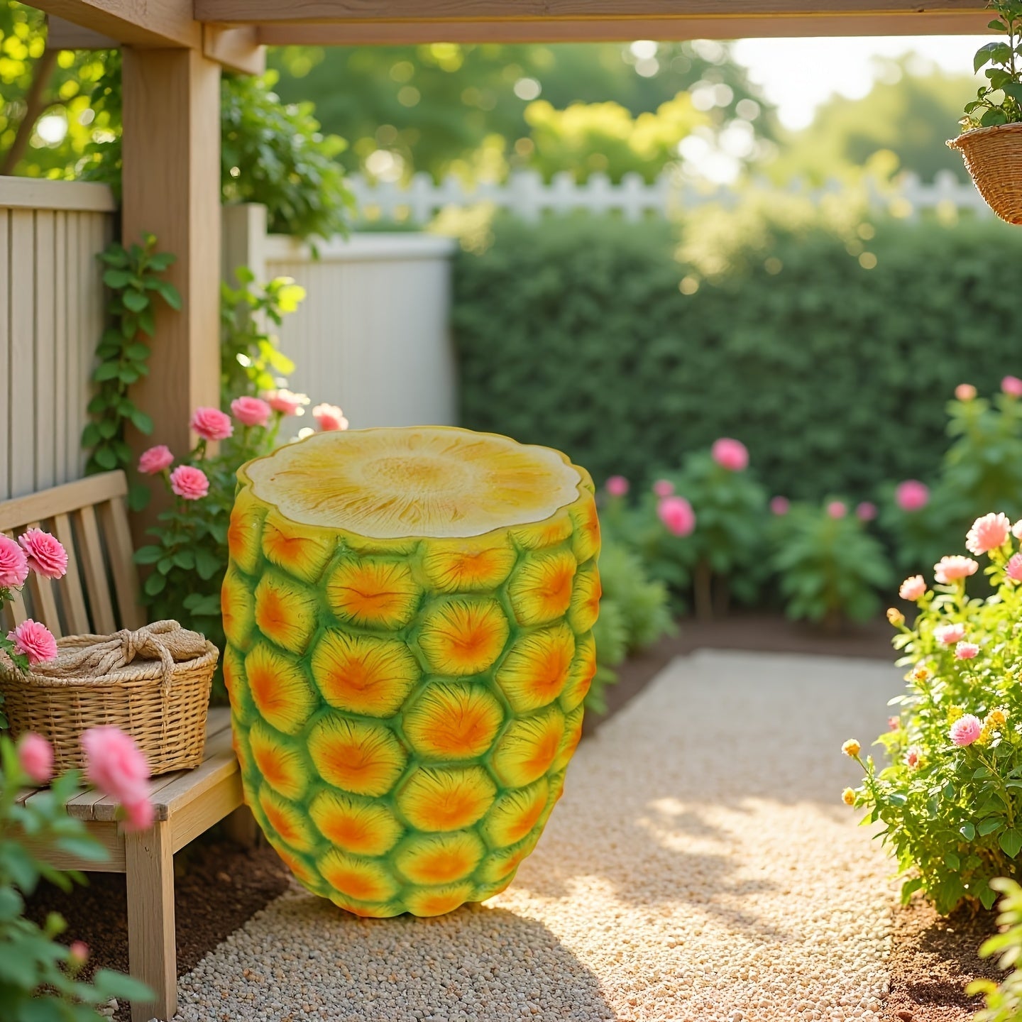 14" Oversized Pineapple Shaped Resin Stool by HouseOfZazla