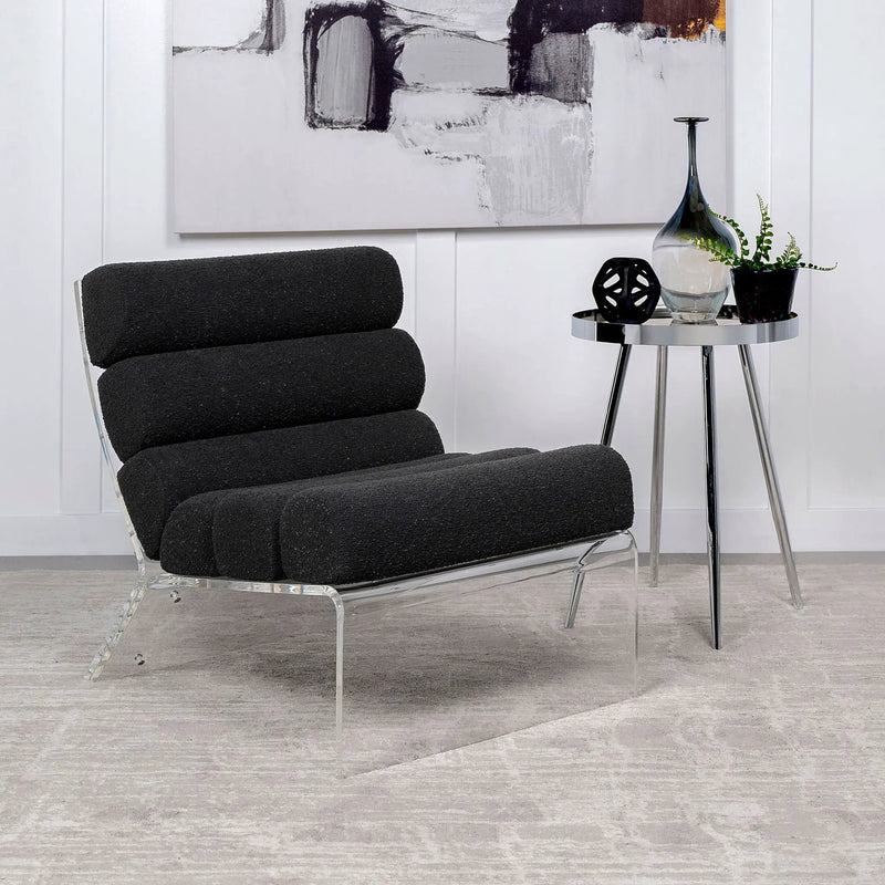 Serreta Boucle Upholstered Armless Acrylic Chair Black by Unique Piece Furniture