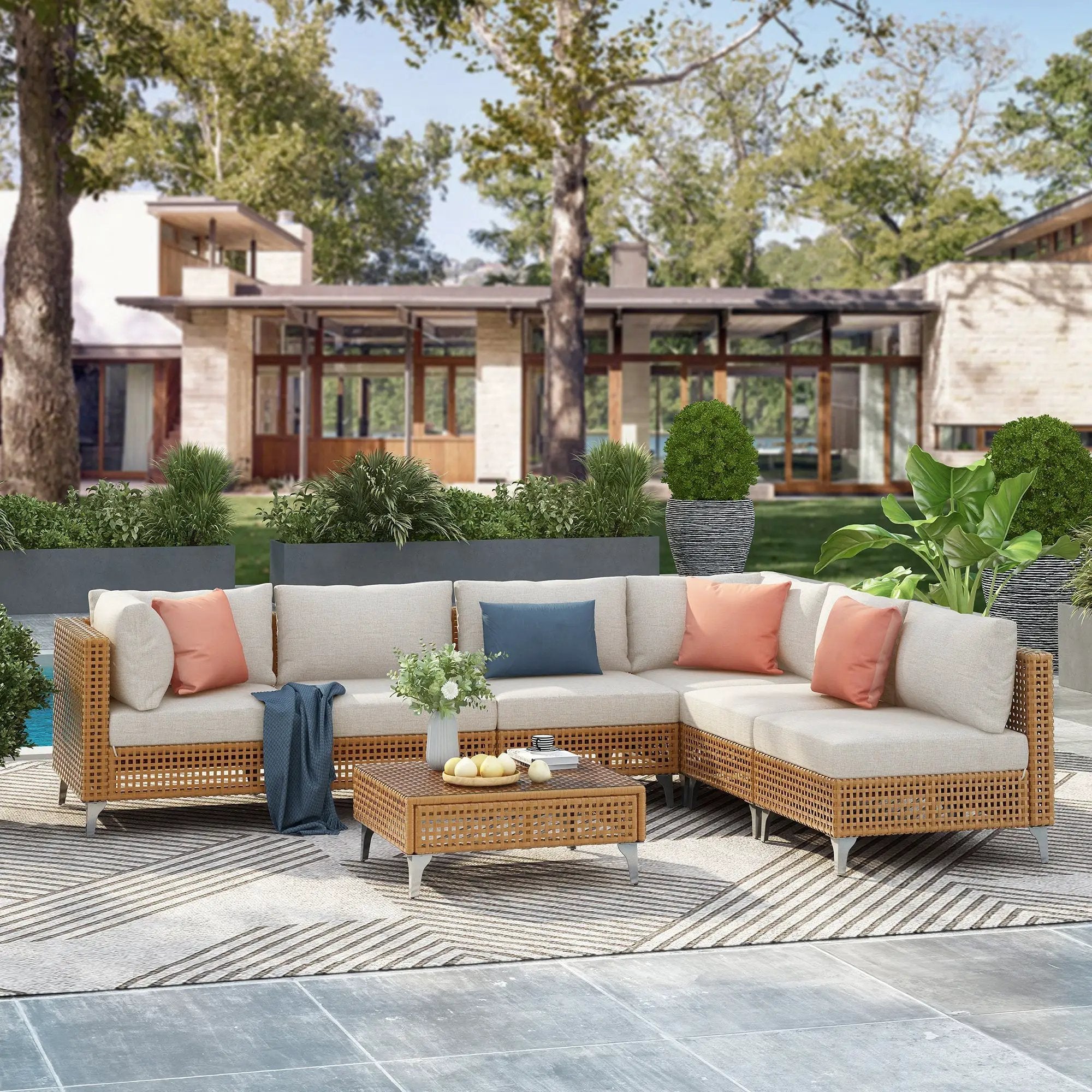 K&K 7-Piece Wicker Patio Furniture Set by HouseOfZazla