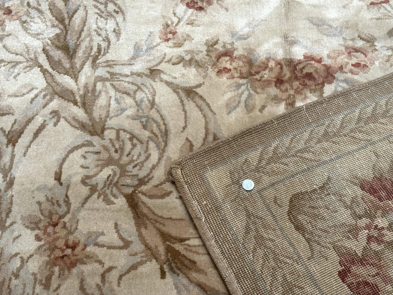 Chinese Aubusson Wool Rug 10x14, European Design, Thick Wool Pile by Jewel Rugs