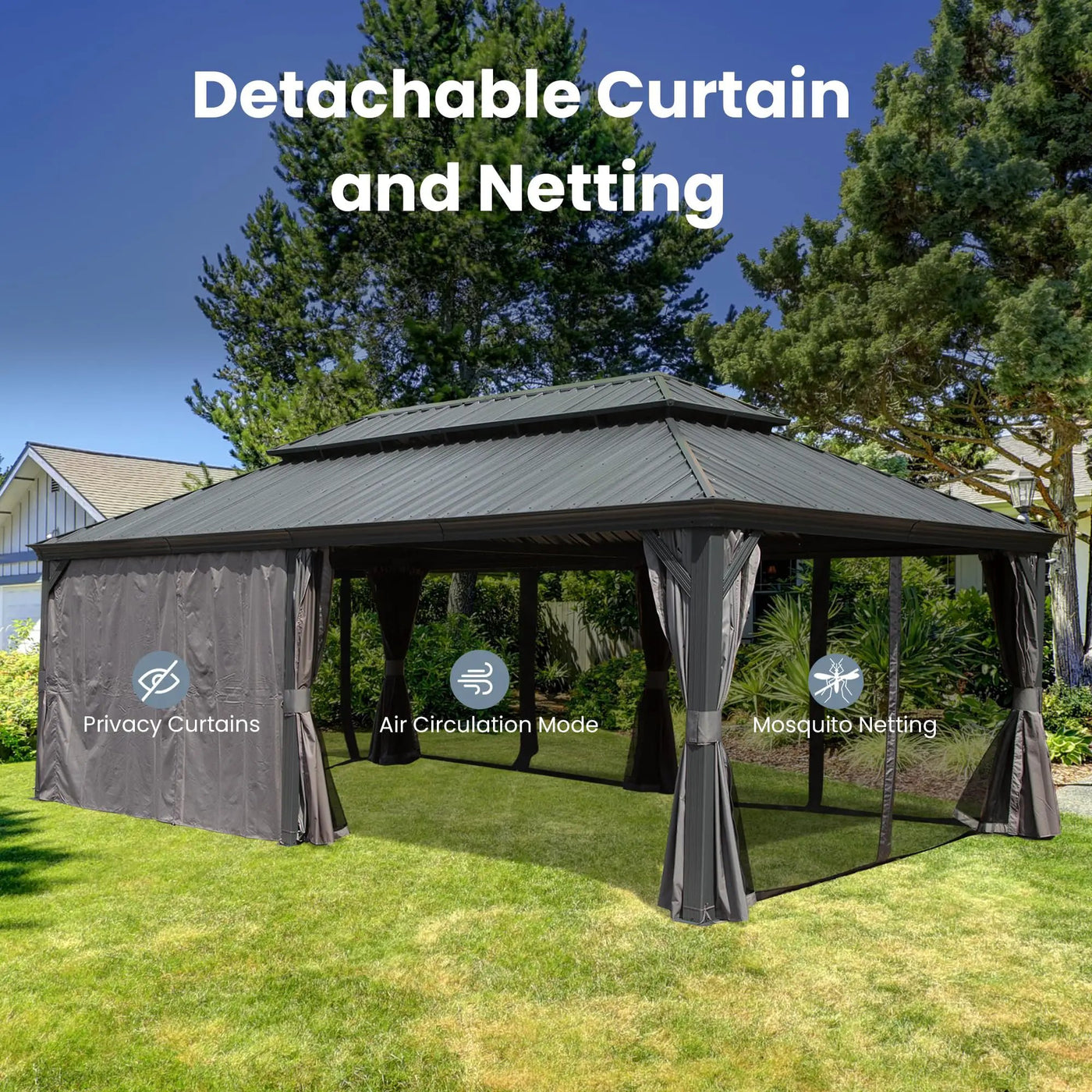 14' x 22' Hardtop Gazebo with Dual-Layer Galvanized Steel Roof by HouseOfZazla