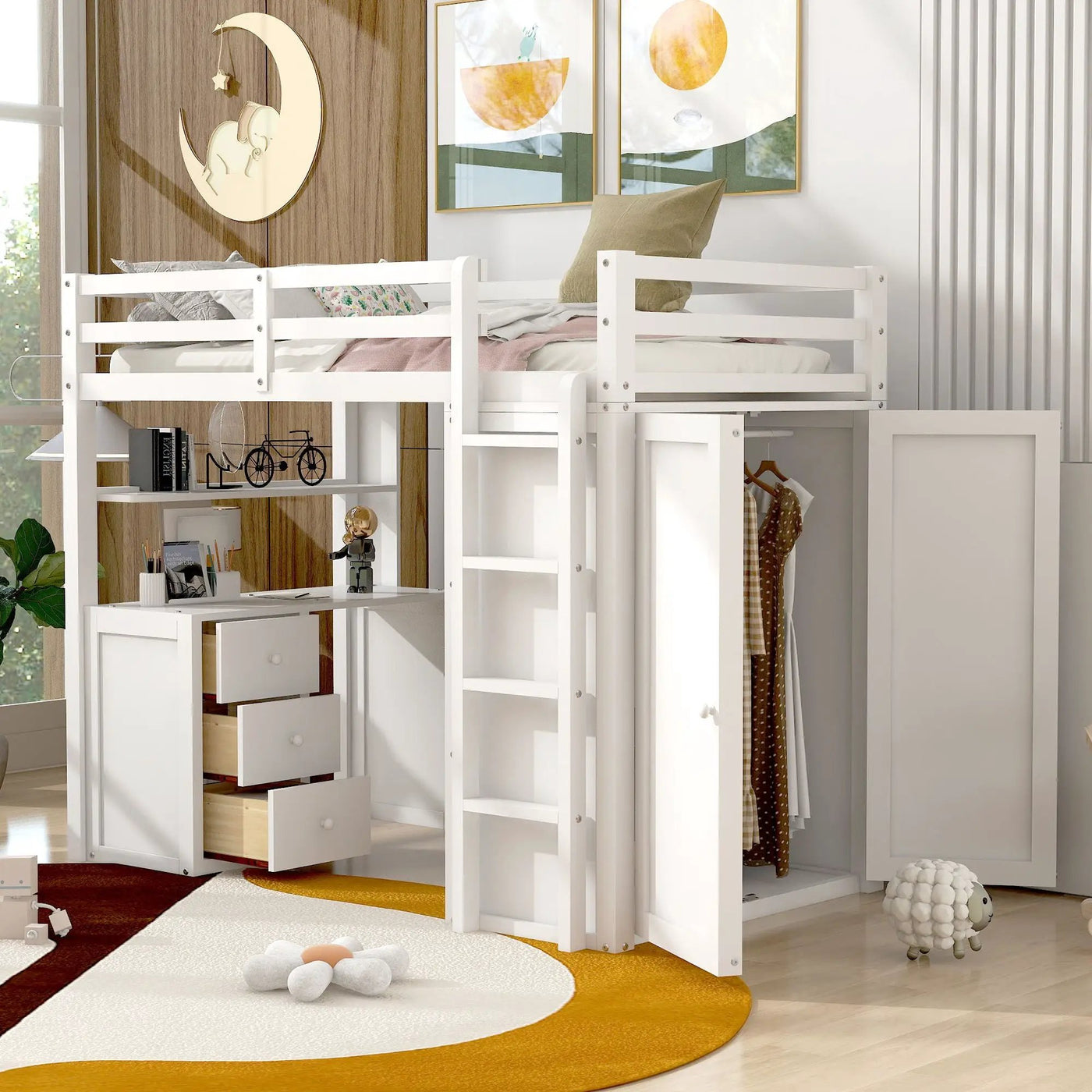 Loft Bed With Drawers, Desk, And Wardrobe by Unique Piece Furniture