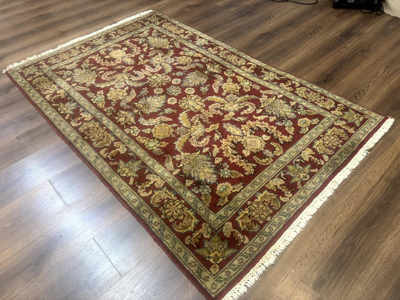 Indo Persian Mahal Rug 4x6, Floral Allover Pattern, Maroon by Jewel Rugs