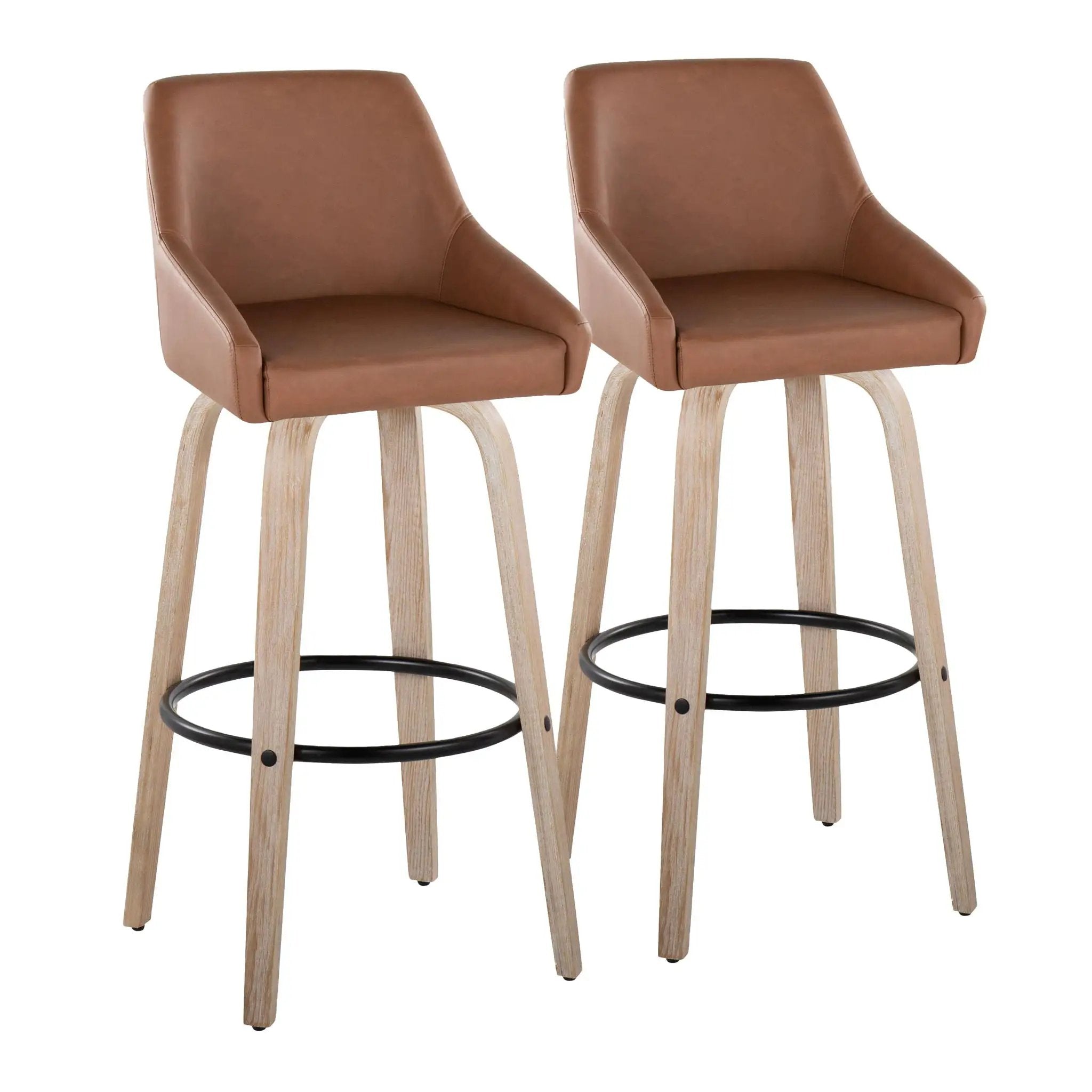 Hannah - Transitional Fixed Height Barstool With Swivel With Round Footrest (Set of 2) by Unique Piece Furniture