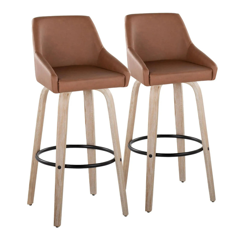 Hannah - Transitional Fixed Height Barstool With Swivel With Round Footrest (Set of 2) by Unique Piece Furniture