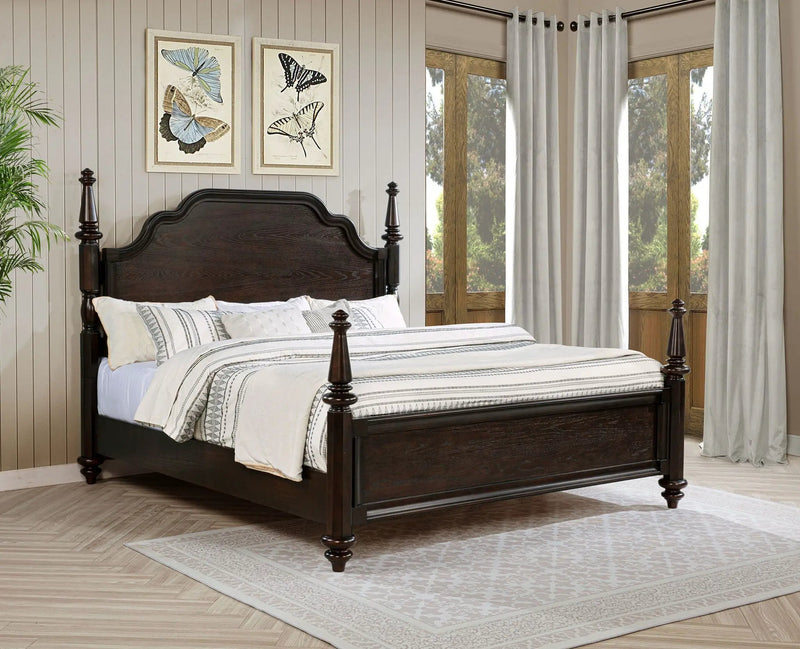 Andover 63-inch Four Poster Eastern King Bed Dark Oak by Unique Piece Furniture