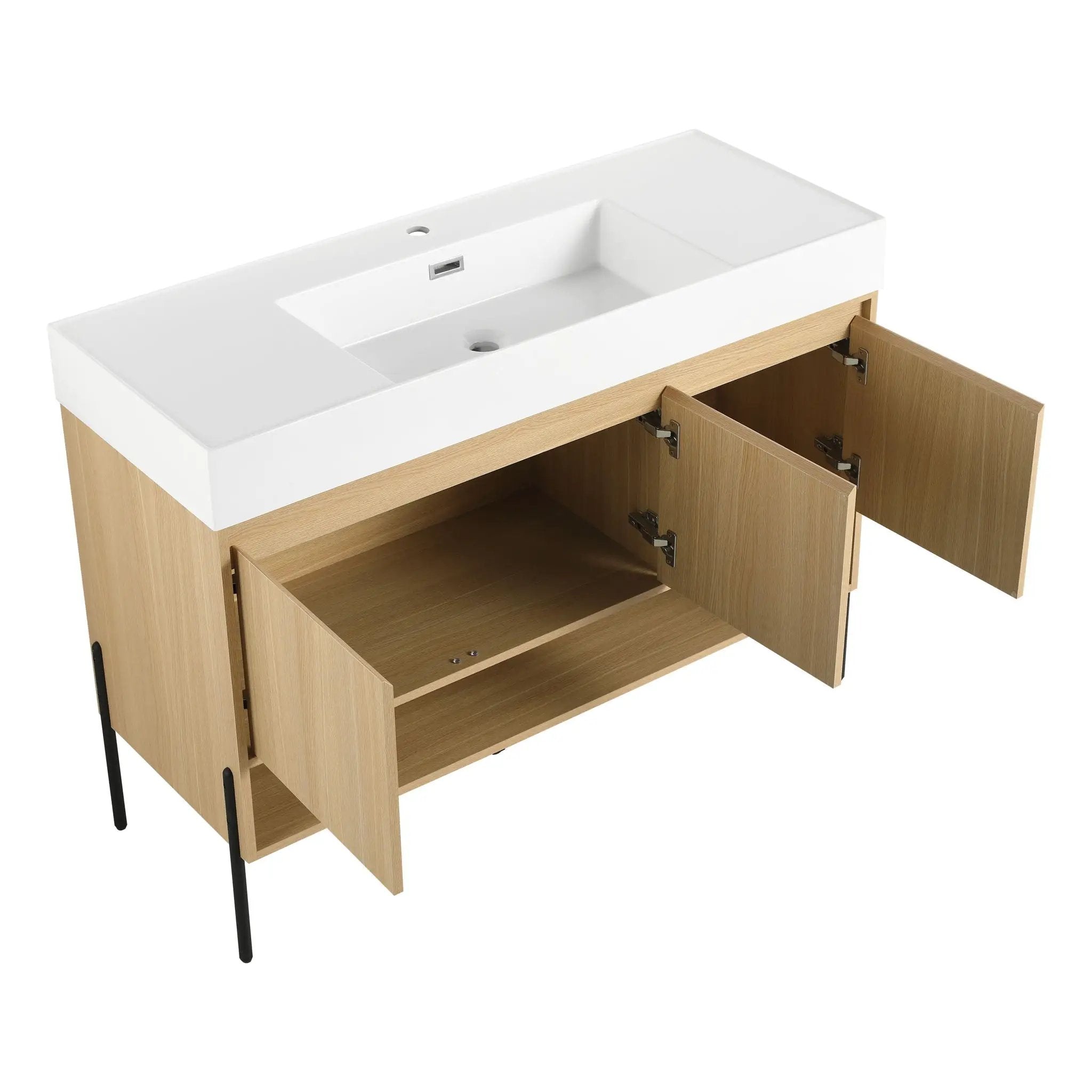 Modern Bathroom Vanity Combo With Single Resin Sink And Storage Cabinet