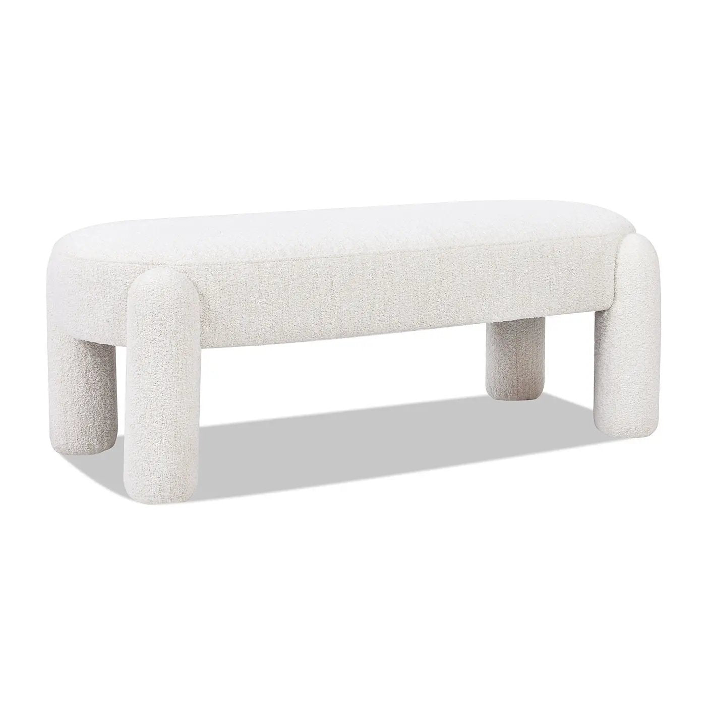 Hugo - Oval Fully Upholstered Bench - Milk Cream White by Unique Piece Furniture