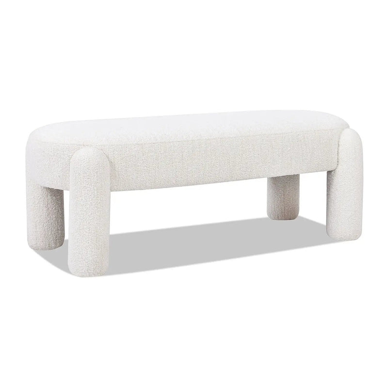 Hugo - Oval Fully Upholstered Bench - Milk Cream White by HouseOfZazla