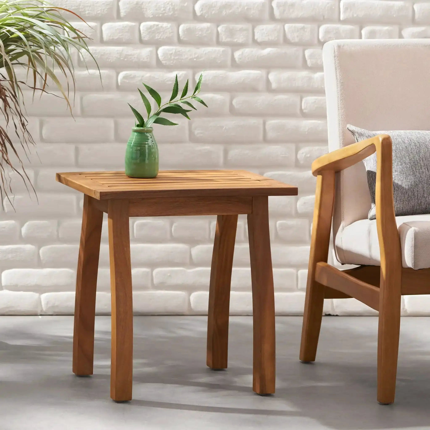Kinesis Outdoor Side Table With Slatted Top and Wood Frame by HouseOfZazla
