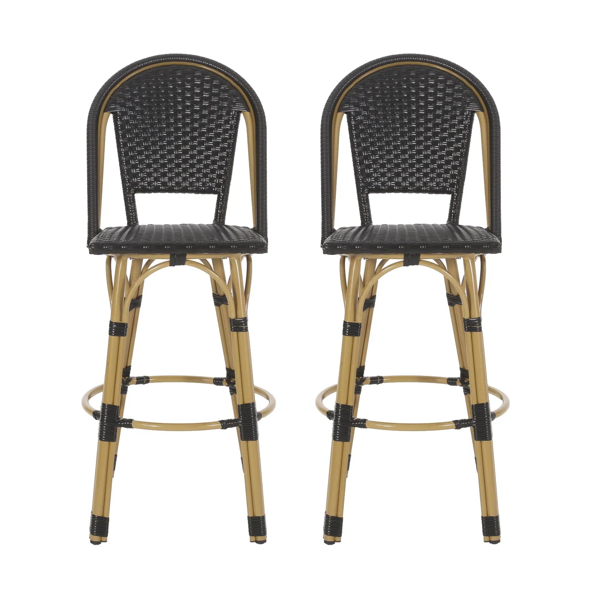 Outdoor Rattan And Aluminum French Barstools (Set of 2) by HouseOfZazla