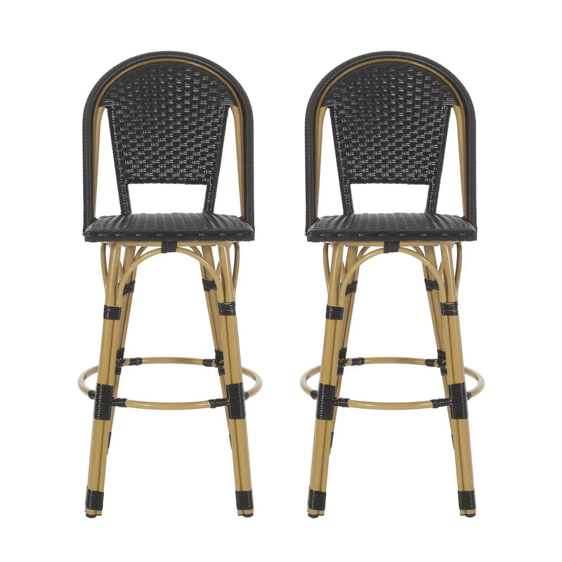 Outdoor Rattan And Aluminum French Barstools (Set of 2) by HouseOfZazla