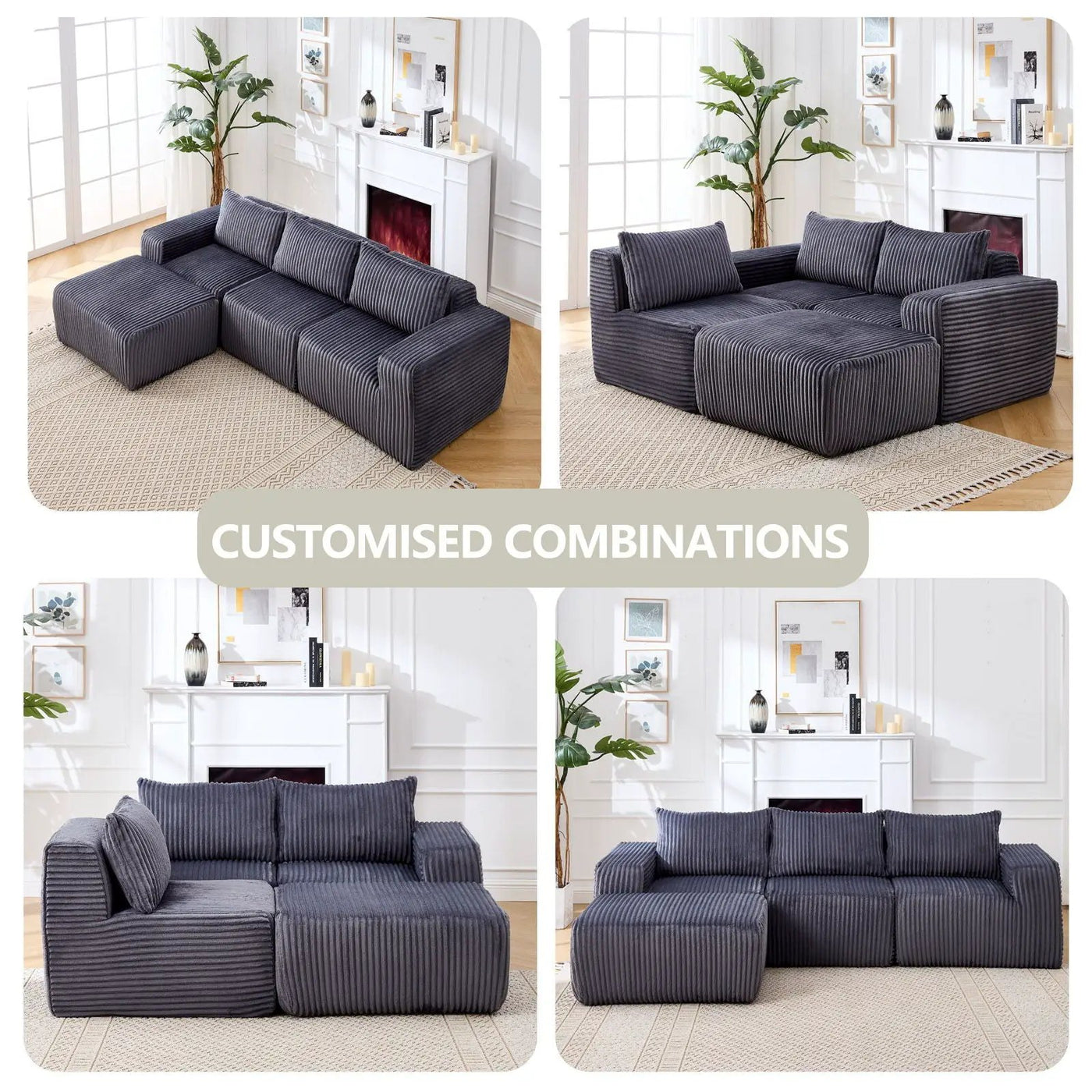 L - Shape Modern Minimalist Modular Sectional Sofa, Upholstered Cloud Couch With Deep Seats by Unique Piece Furniture