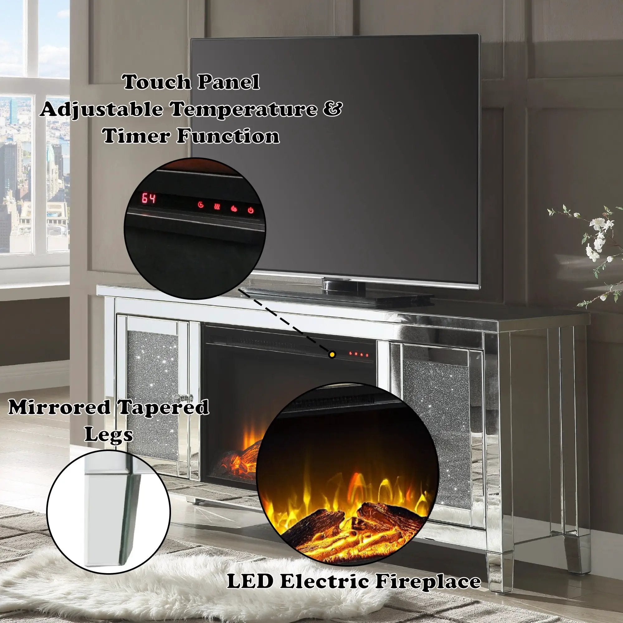 Noralie TV Stand with LED Electric Fireplace by HouseOfZazla