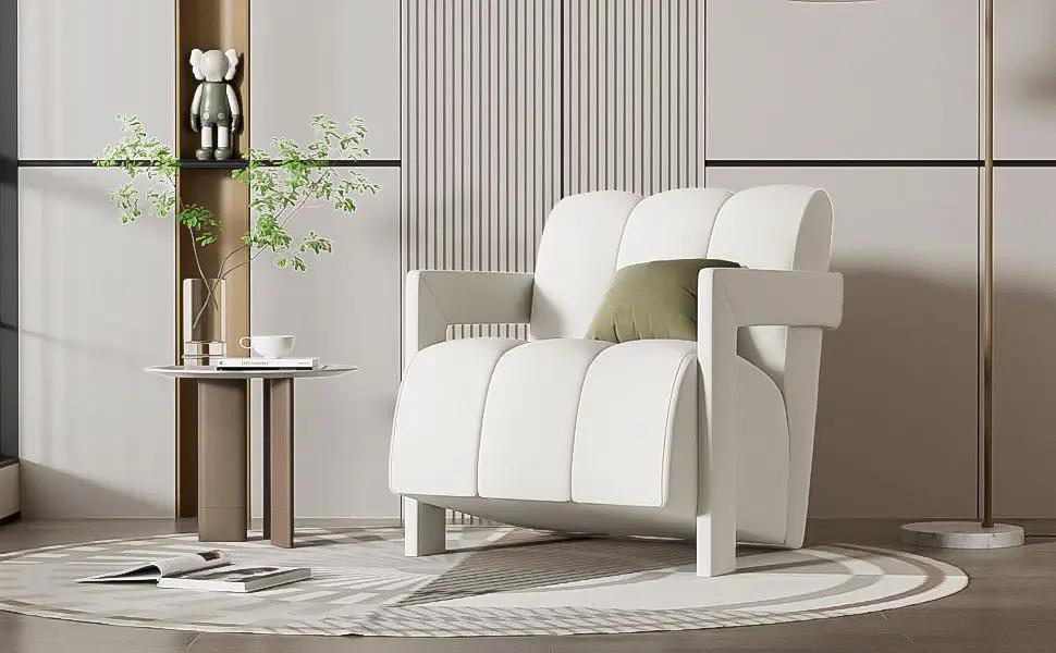 Modern Minimalist Leisure Armchair With L Shaped Armrests by HouseOfZazla