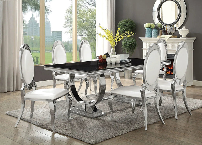 Antoine Rectangular 95-inch Glass Top Dining Table Black by Unique Piece Furniture