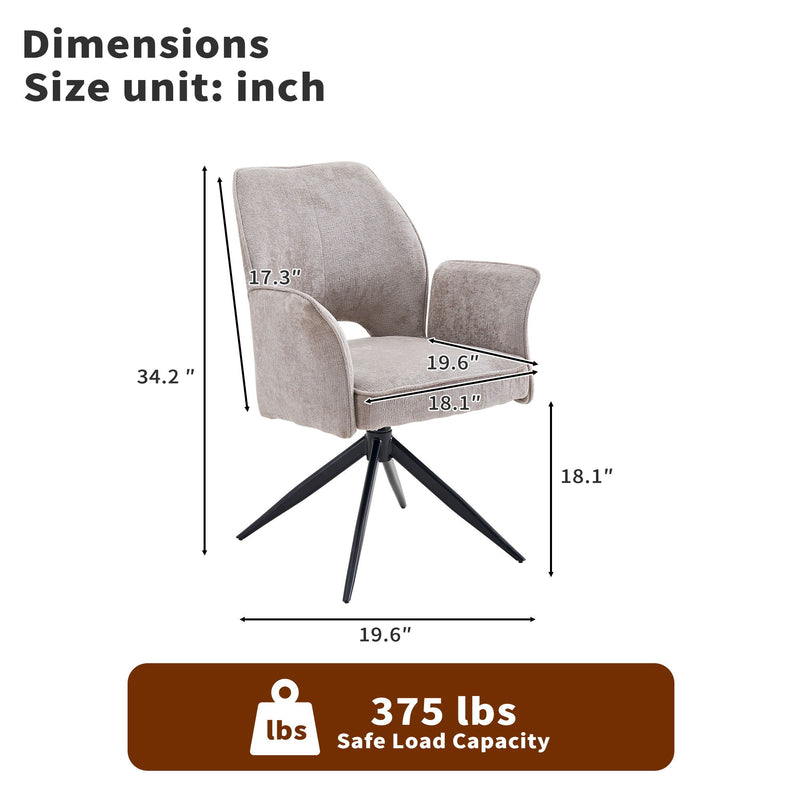 Gray Dining Chair Set with 360° Rotation and Soft Cushion - Set of 2, photo 3 of 14