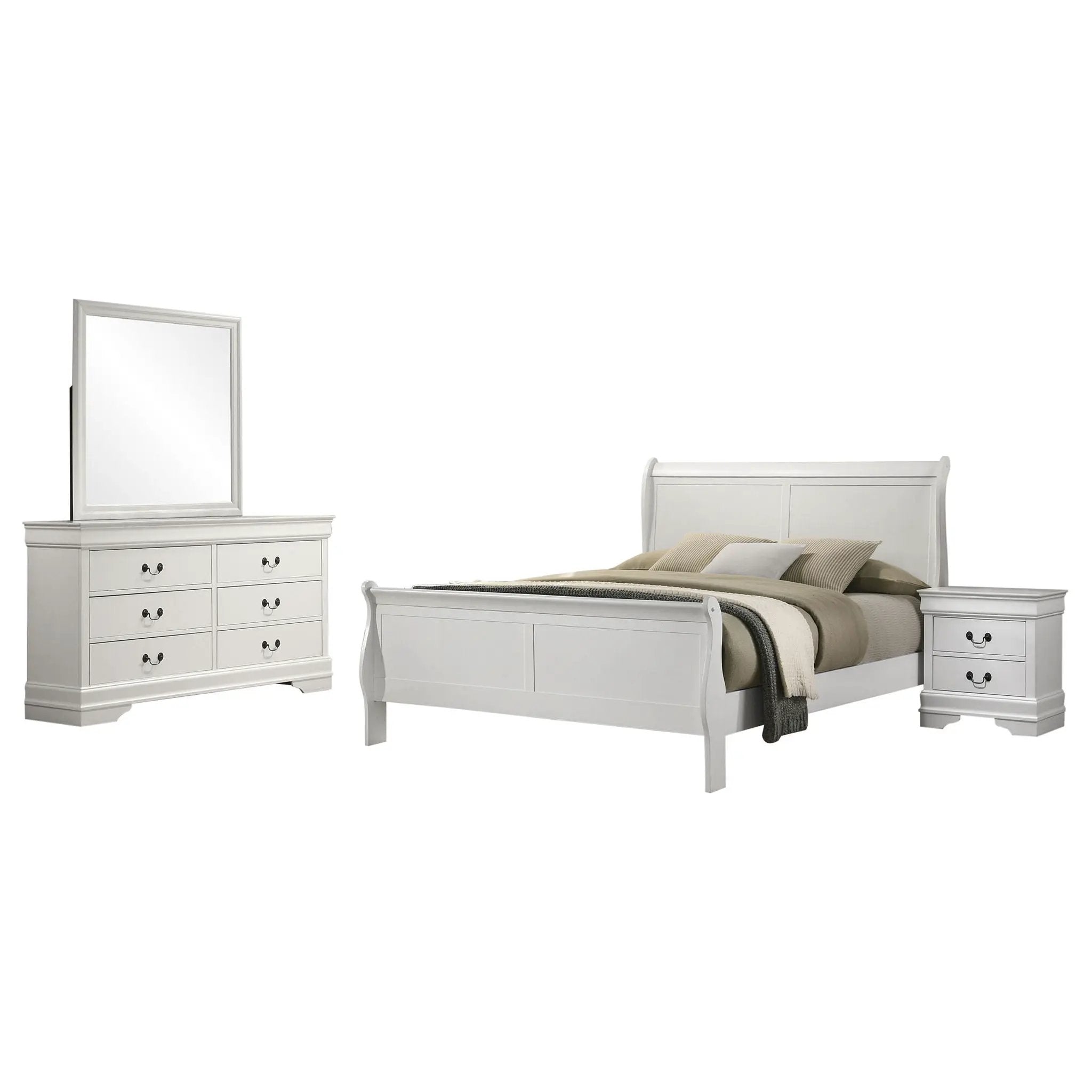 Louis Philippe 4-piece Full Bedroom Set White by Unique Piece Furniture
